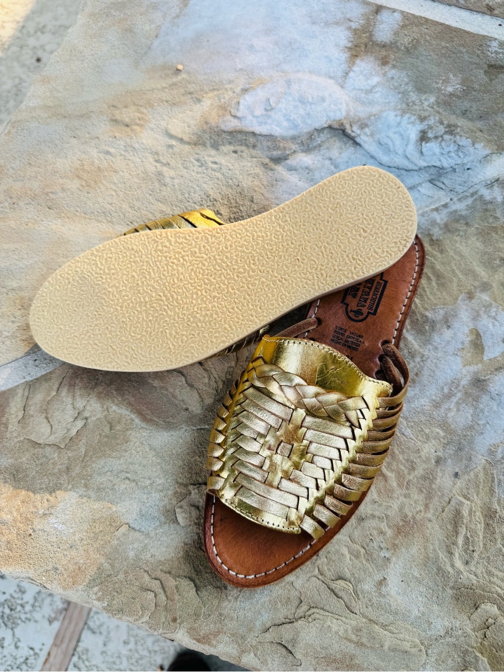 NEW Myrna Art Gold Leather Huarache Sandals Women’s Size 7 Handmade - Picture 5 of 17